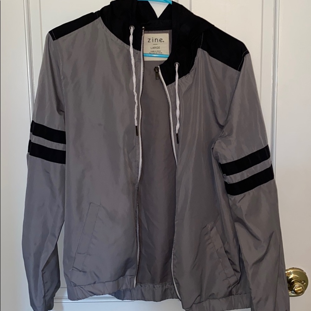 Grey and Black Windbreaker Jacket